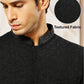 Men's Black Silk Blend Indo Western And Pant Set