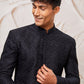 Men's Black Silk Blend Indowestern And Pant Set