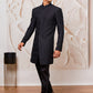 Men's Black Silk Blend Indowestern And Pant Set