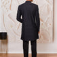 Men's Black Silk Blend Indowestern And Pant Set