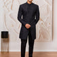 Men's Black Silk Blend Indowestern And Pant Set