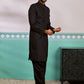 Men's Black Silk Blend Sherwani And Patiala Set
