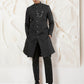 Men's Black Silk Blend Sherwani And Pyjama Set