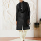 Men's Black Silk Blend Sherwani,Kurta ,Pyjama And Dupatta Set