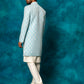 Men's Blue Imported Jacquard Indo With Kurta Pyjama Set
