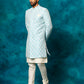 Men's Blue Imported Jacquard Indo With Kurta Pyjama Set