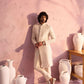 Men's Cream Georgette Embellished Indo Western Set