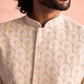 Men's Cream Georgette Embellished Indo Western Set