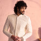 Men's Cream Georgette Embellished Indo Western Set
