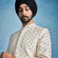 Men's Cream Silk Blend Sherwani Set