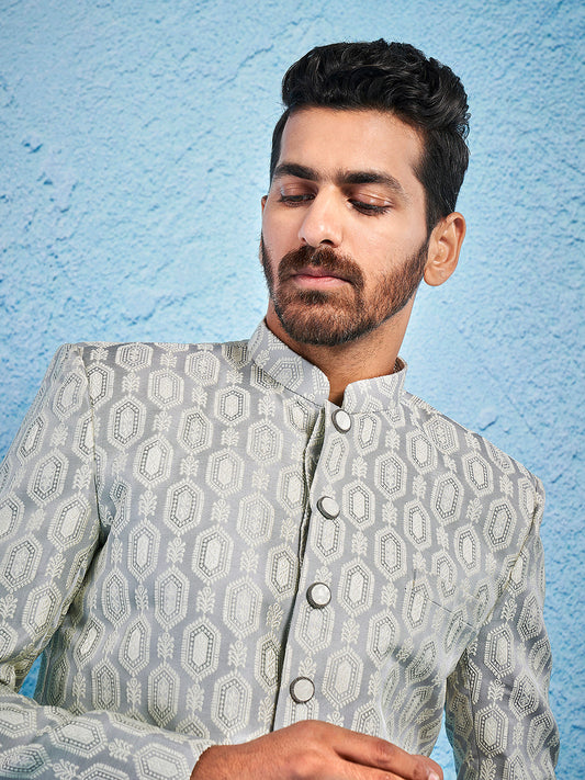 Men's Grey - Jodhpuri Pyjama Set