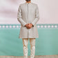 Men's Grey Rayon Indo Western And Pyjama Set