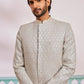 Men's Grey Rayon Indo Western And Pyjama Set