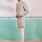 Men's Grey Rayon Indo Western And Pyjama Set
