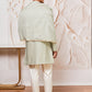 Men's Mint Green Cotton Blend Indowestern Pant And Dupatta Set