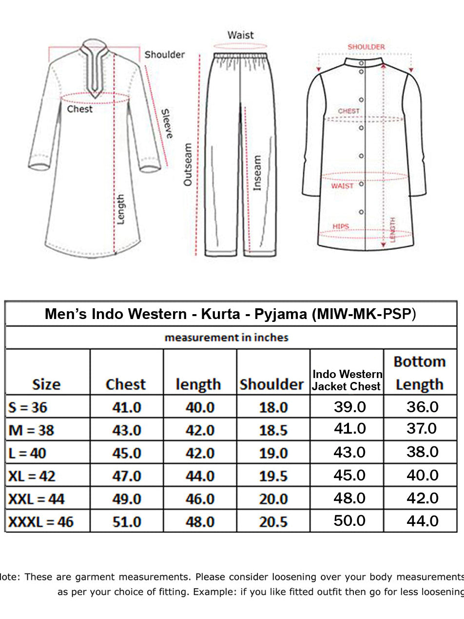 Men's Navy Blue Jacquard Indo With Kurta Pant Set