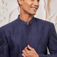 Men's Navy Blue Silk Blend Indowestern And Pant Set