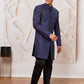 Men's Navy Blue Silk Blend Indowestern And Pant Set