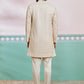 Men's Off White Rayon Indo Western And Pyjama Set