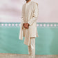 Men's Off White Rayon Indo Western,Pyjama And Dupatta Set