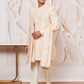 Men's Peach Cotton Blend Indowestern Pant And Dupatta Set