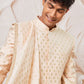 Men's Peach Cotton Blend Indowestern Pant And Dupatta Set
