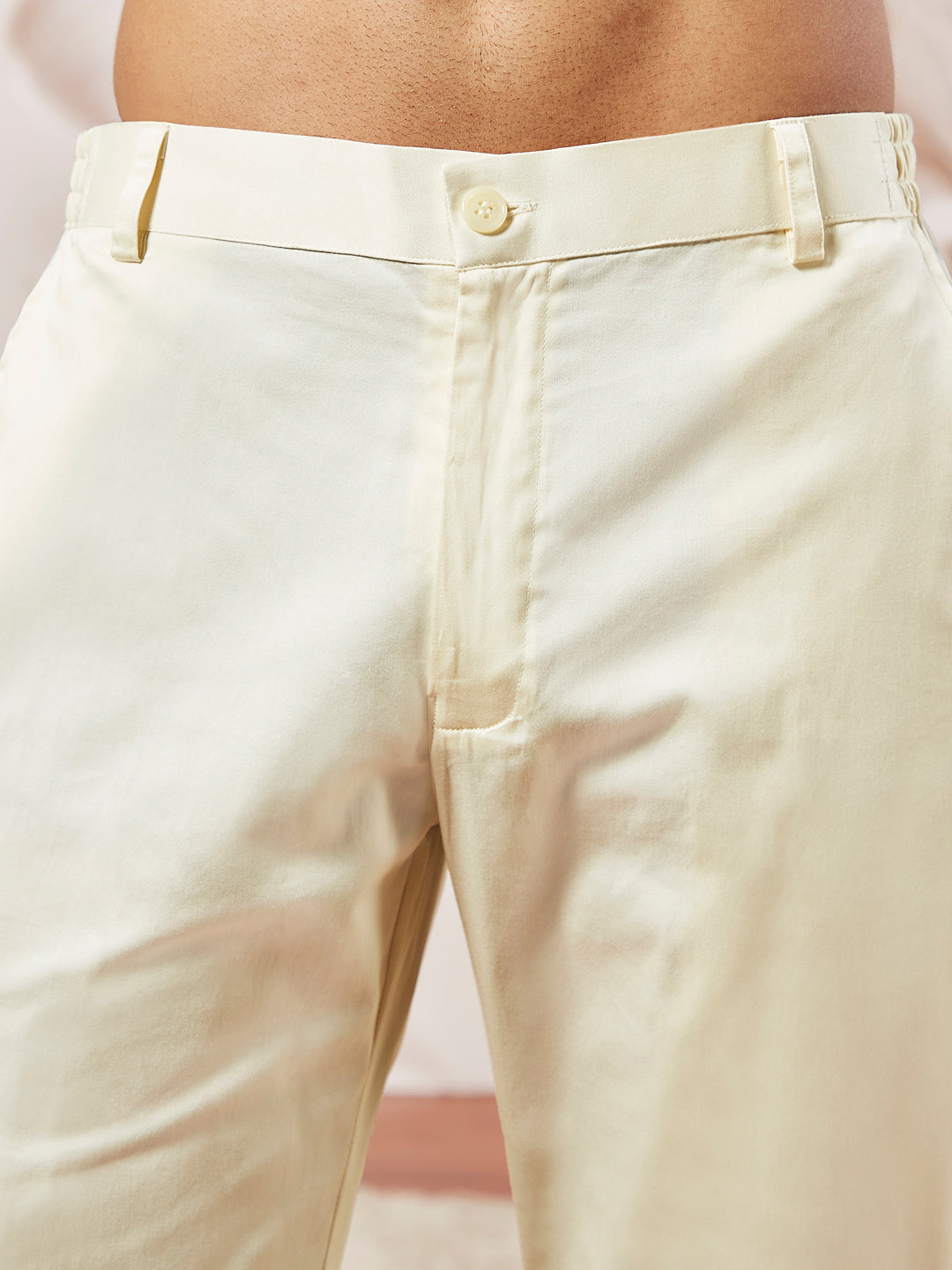 Men's Peach Cotton Blend Indowestern Pant And Dupatta Set