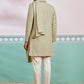 Men's Pista Green Rayon Indo Western, Pyjama & Dupatta Set
