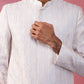 Men's Jacquard Indo-Western Kurta with Cream Trousers