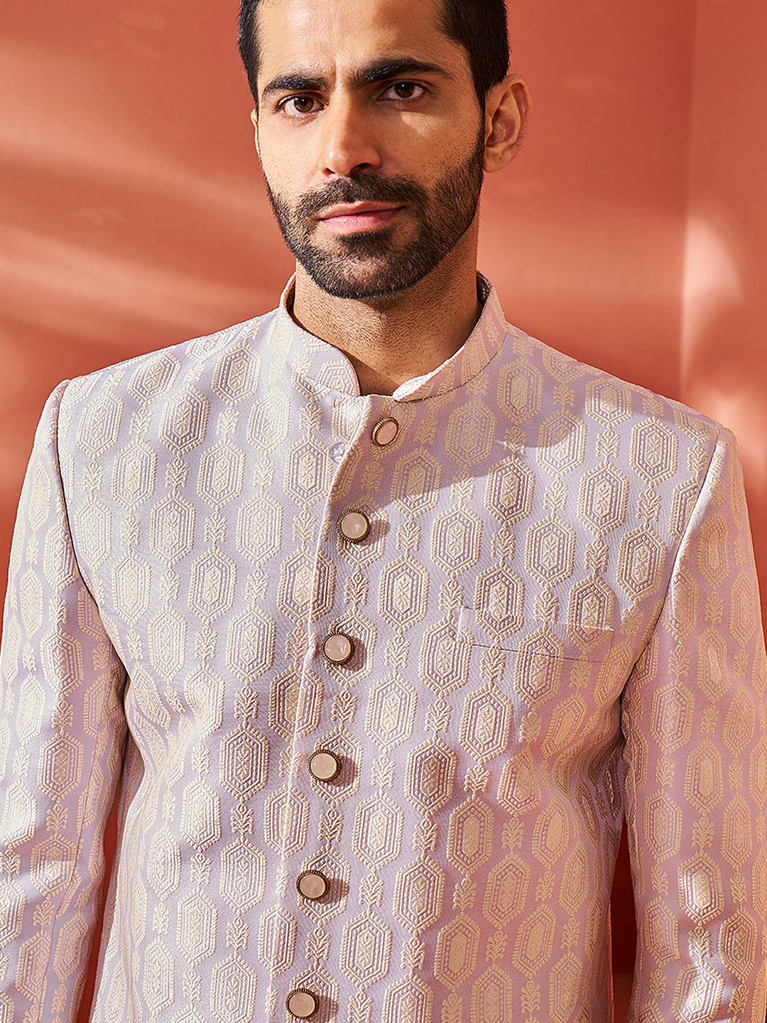 Men's Purple Silk Blend Jodhpuri Pyjama Set