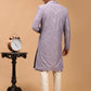 Men's Purple Solid Kurta Pant Set With Mirror Over Coat Combo Set