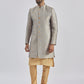 Men's Rose Gold And Gray Viscose Sherwani Set