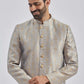 Men's Rose Gold And Gray Viscose Sherwani Set