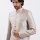 Men's Rose Gold And Gray Viscose Sherwani Set