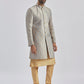 Men's Rose Gold And Gray Viscose Sherwani Set