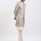 Men's Rose Gold And Gray Viscose Sherwani Set