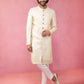 Men's Beige Sherwani Set with Cream Pyjama