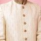 Men's Beige Sherwani Set with Cream Pyjama