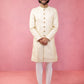 Men's Beige Sherwani Set with Cream Pyjama