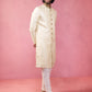 Men's Beige Sherwani Set with Cream Pyjama