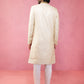 Men's Beige Sherwani Set with Cream Pyjama