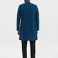 Men's Turquoise And Black Silk Blend Sherwani Set