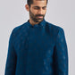 Men's Turquoise And Black Viscose Sherwani Set