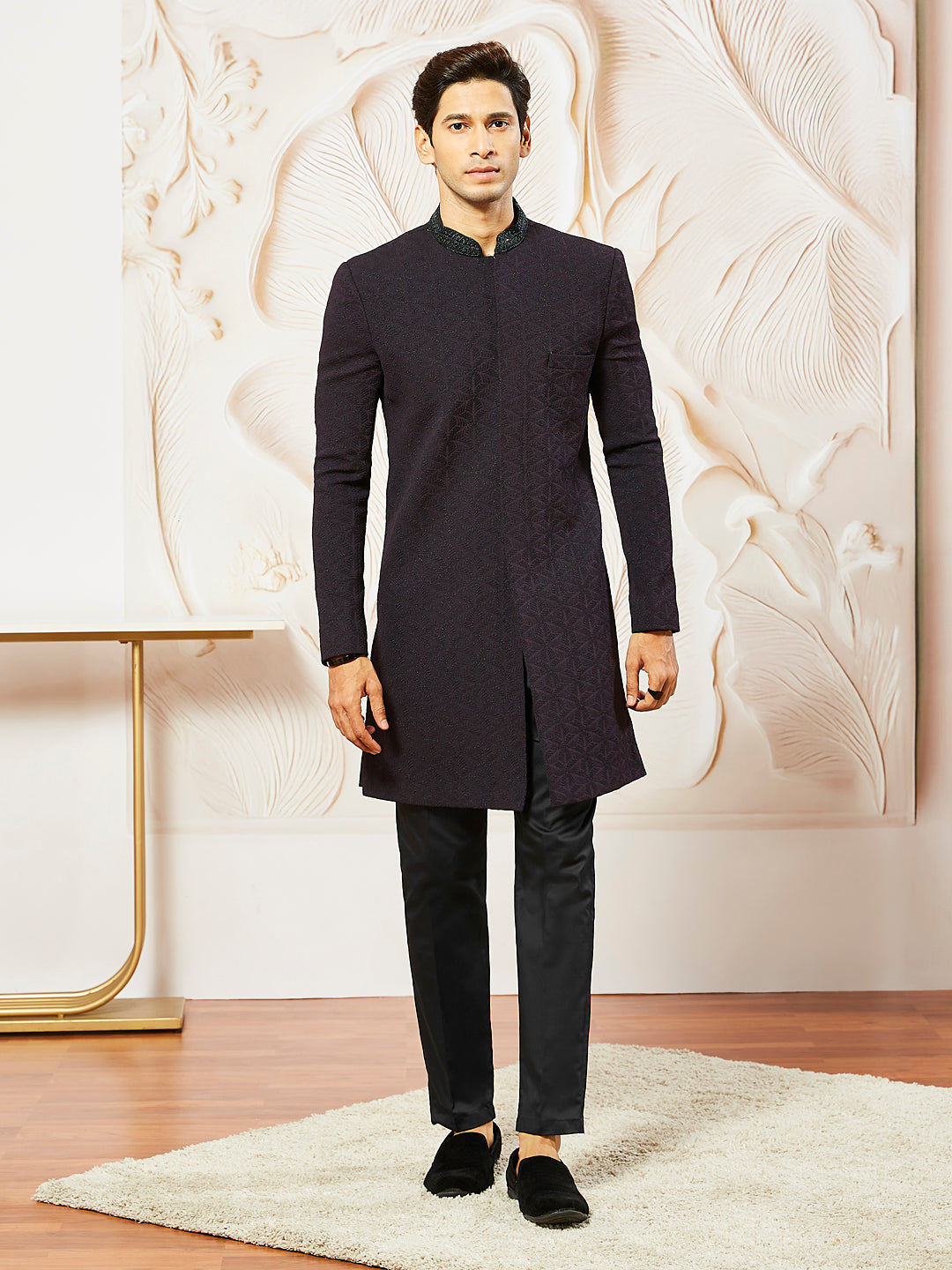 Men's Silk Blend Indo Western And Pant Set