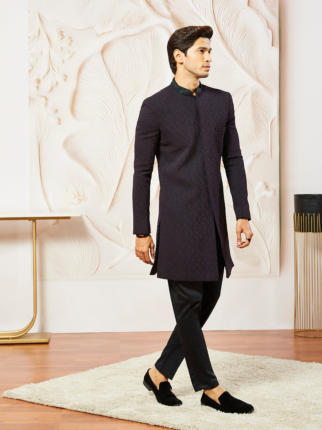 Men's Silk Blend Indo Western And Pant Set