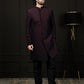 Men's Wine Silk Blend Sherwani Set