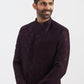 Men's Wine Silk Blend Sherwani Set