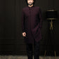Men's Wine Silk Blend Sherwani Set