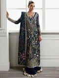 Midnight Blue Ghaara Embroidered Organza Suit