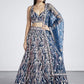 Navy blue Net Sequins and thread embroidery Semi-Stitched Lehenga choli &amp; Dupatta
